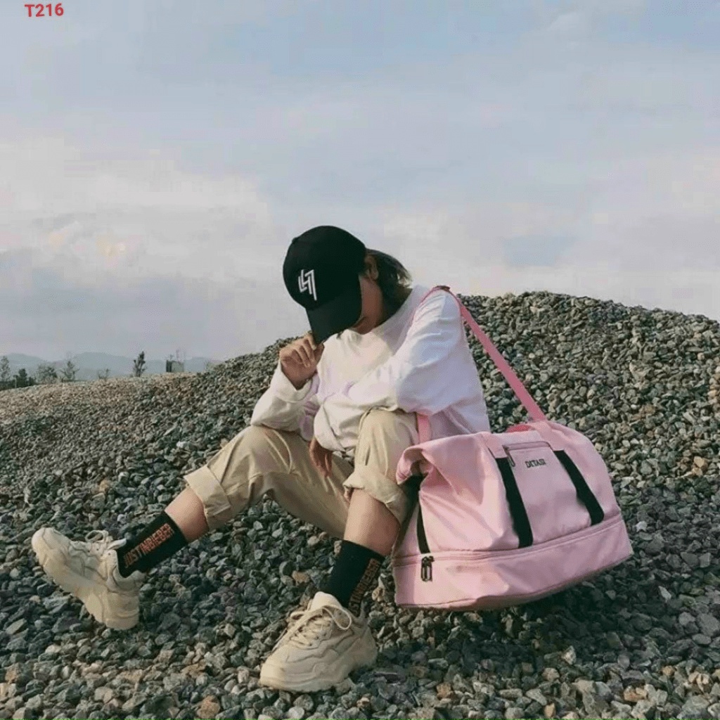 Túi xách du lịch cỡ đại vải bố Kích thước 60 x 37cm có thể mở rộng khóa đáy để tăng chiều cao