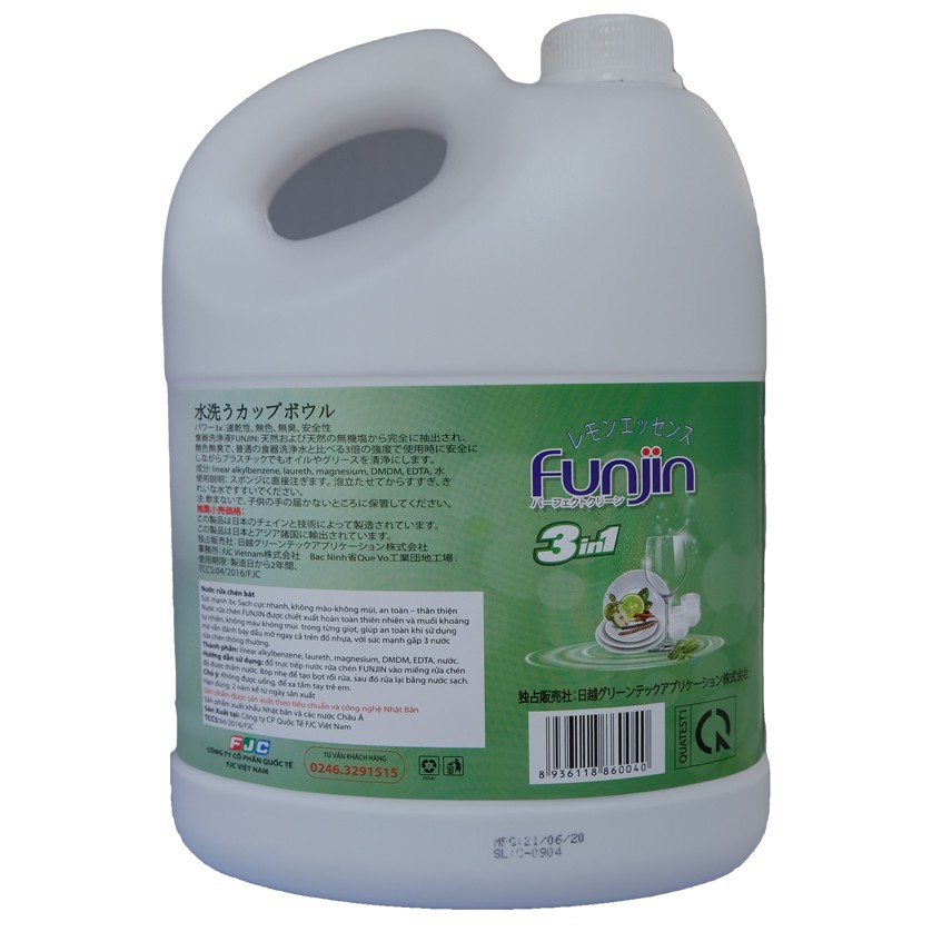 Nước rửa chén hương chanh Funjin 3.8L chính hãng