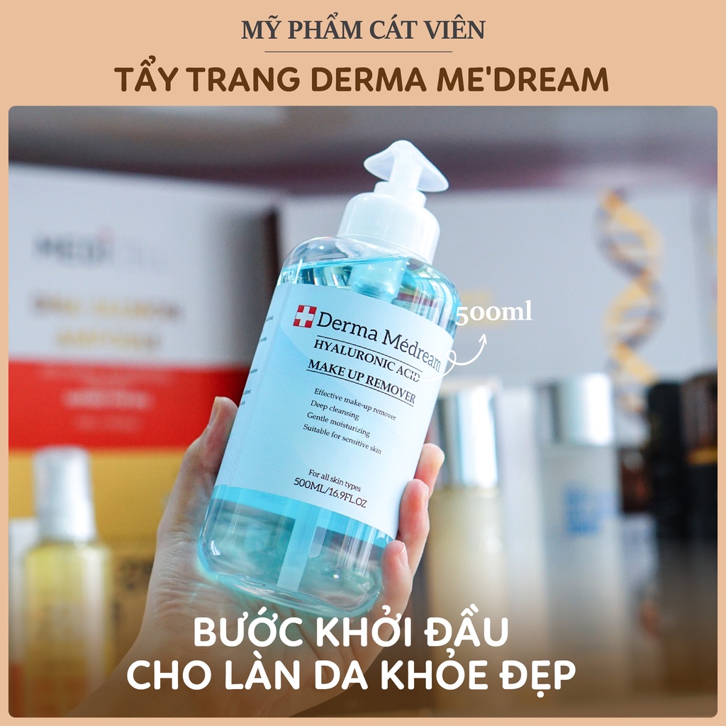 Nước tẩy trang Derma, làm sạch da, chứa HA chăm sóc da dưỡng ẩm Me'dream Thụy Sỹ thích hợp da nhạy cảm và mọi loại da