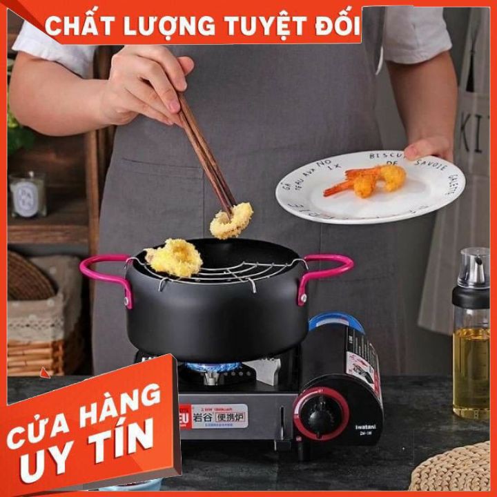 Nồi chiên lọc dầu xuất nhật dùng bếp ga, bếp từ, bếp hồng ngoại - Kèm khay hứng [LOẠI DÀY ĐẸP]