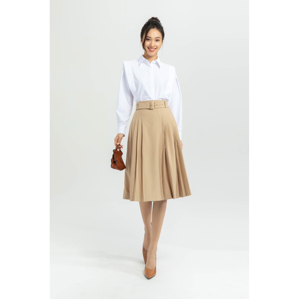 Áo sơ mi trắng vai kiểu nữ IVY moda MS MS 17B8507