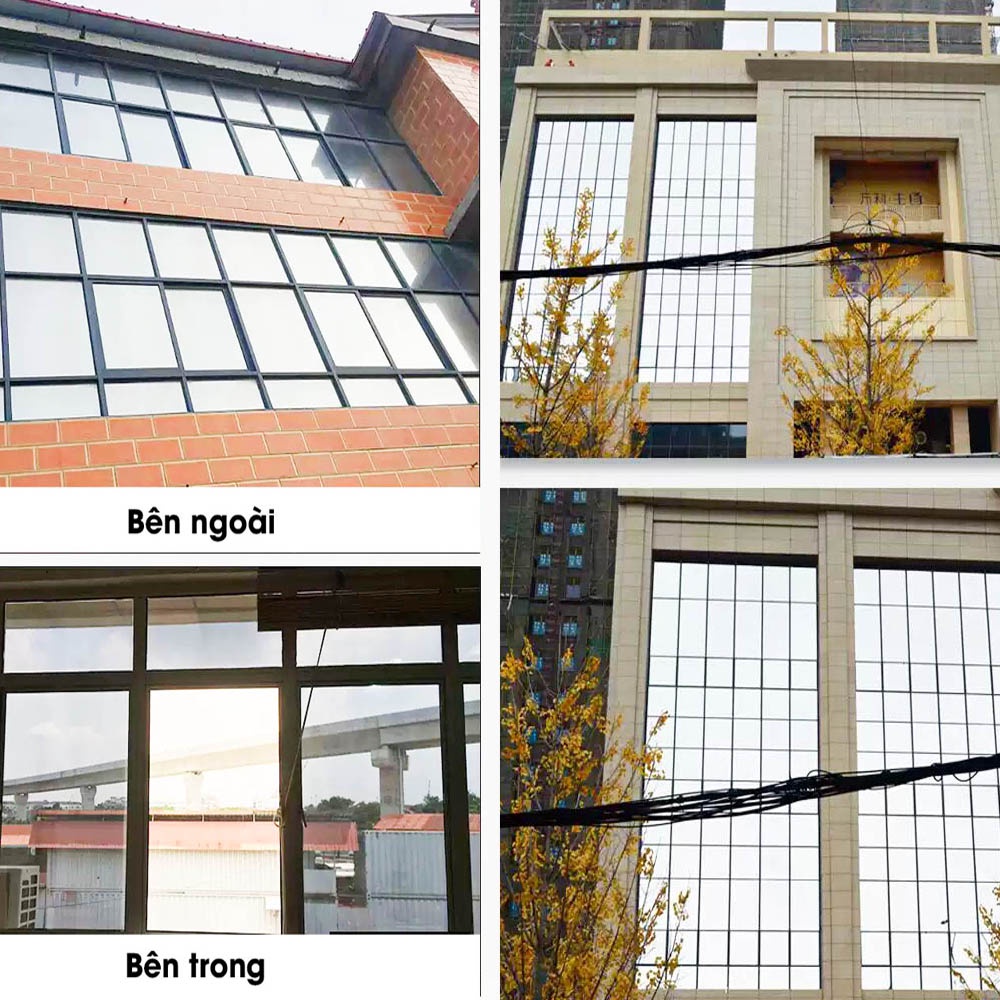 Giấy dán kính một chiều chống nhìn cho cửa, giấy decal dán kính phản quang có sẳn keo khổ 1m