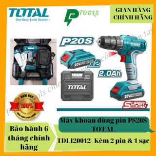 Máy khoan dùng pin 20V TOTAL TDLI20012 , máy khoan cầm tay kèm theo 2 pin 1.5Ah và 1 sạc Đèn làm việc LED tích hợp