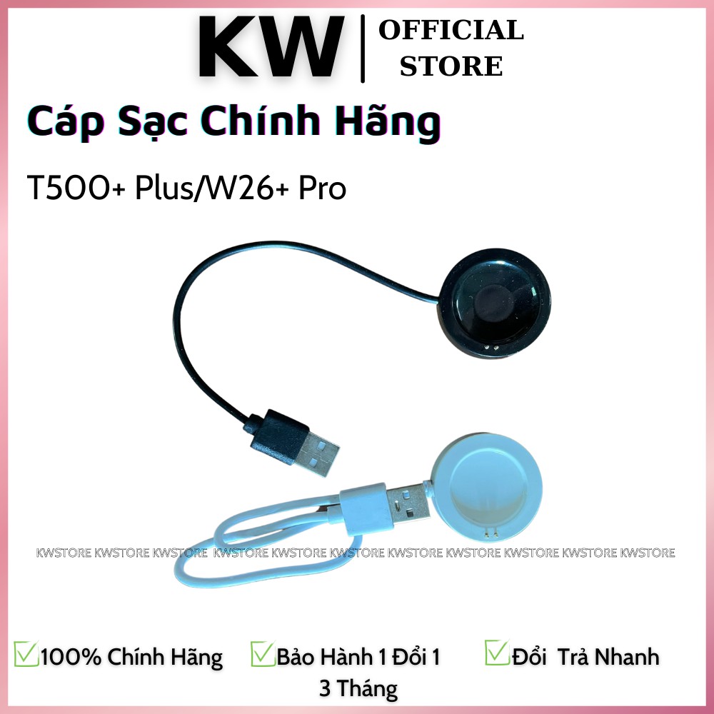 Cáp Sạc Đồng Hồ Thông Minh T500/T500+/T500+Plus/W26+Pro/W6/W26/DTX/HW12/HW16/W46/HW22 Pro Smartwatch Zin Chính Hãng