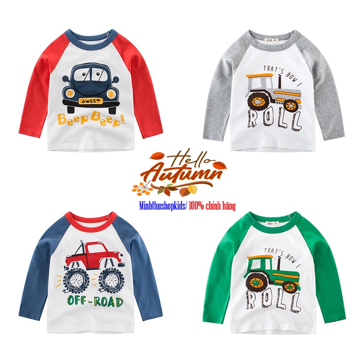 Áo thun dài tay 27KIDS áo bé trai thu dông cực đáng yêu Hàng xuất Âu mỹ