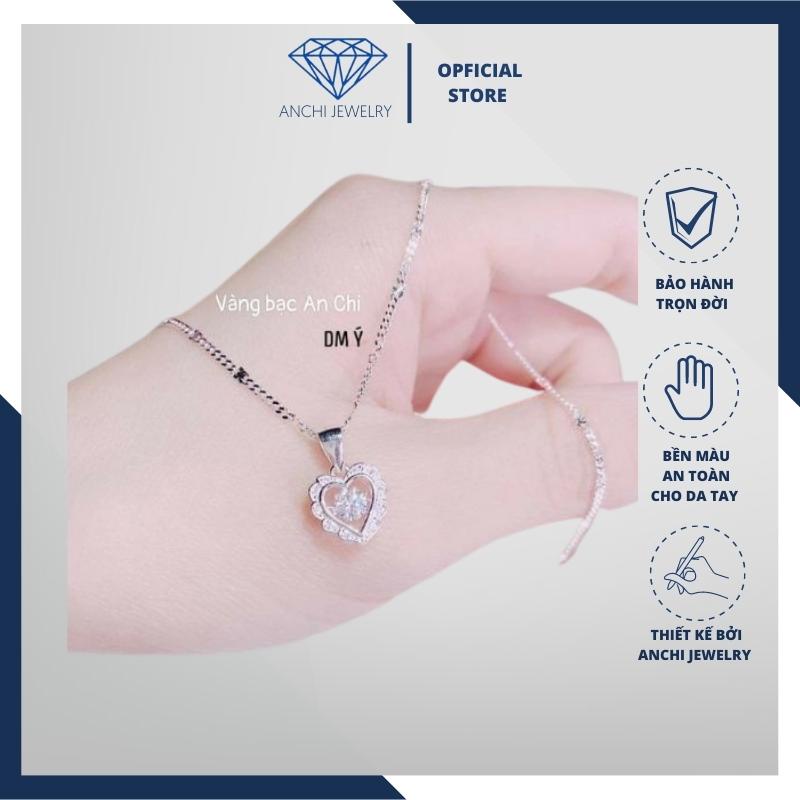 Dây chuyền nữ mặt hoa đá chuẩn bạc ta sáng đẹp, Anchi jewelry