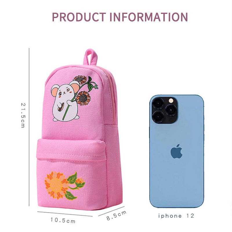 Túi Đựng Bút Chì Vải Canvas Cỡ Lớn In Họa Tiết Hoạt Hình AKKU Dễ Thương Cho Bé