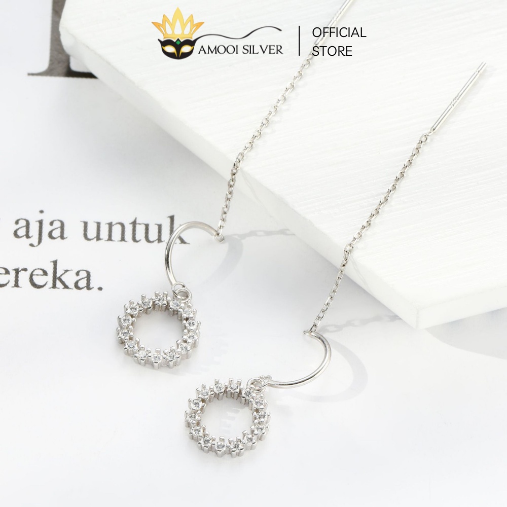 Bông Tai Bạc S925 Mẫu Móc Cài Hình Tròn Dáng Tua Rua - Amooi Silver AB25