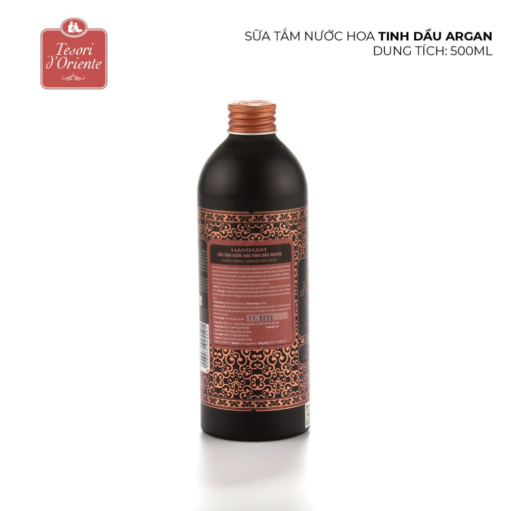 Sữa tắm nước hoa Ý Tesori d'Oriente Hương tinh dầu ARGAN HAMMAM