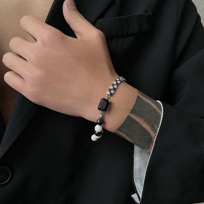 Vòng tay hạt đính đá lấp lánh siêu bling nối xích freesize