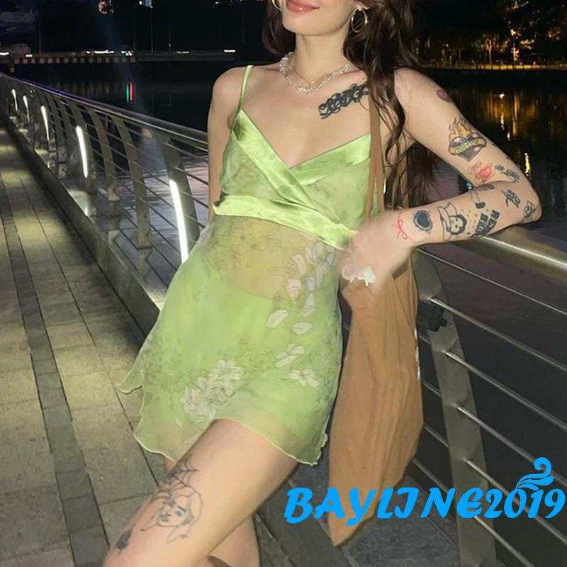 Đầm không tay cổ chữ V in hoa thời trang