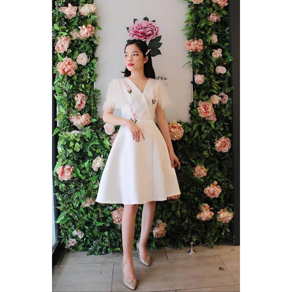 Đầm dự tiệc xòe công chúa thêu ruy băng sang trọng / Đầm dự tiệc hàng thiết kế cao cấp