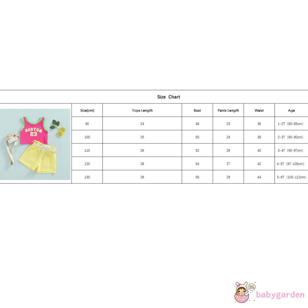 Bộ Áo Tank Top + Quần Short + Thắt Lưng In Chữ Thời Trang Mùa Hè Cho Bé Gái 1-6 Tuổi