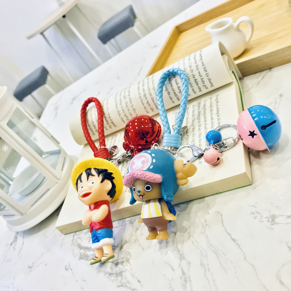 Móc khóa Đảo đầu lâu ONE PIECE kèm dây và 3 chuông