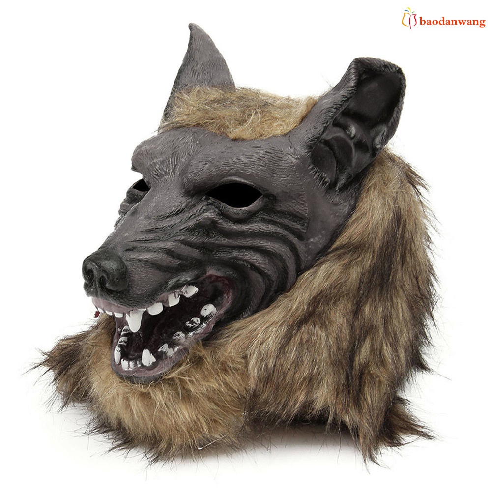 Mặt nạ đầu sói cao su + Bao tay hóa trang Halloween có bán lẻ