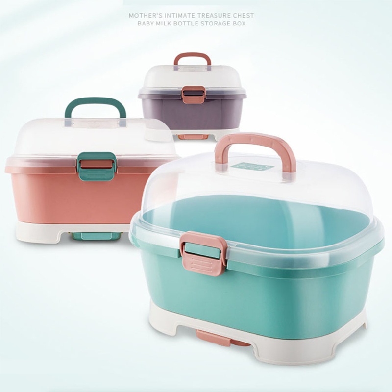 Giá Phơi Khô Bình Sữa Em Bé Bằng Nhựa Chống Bụi