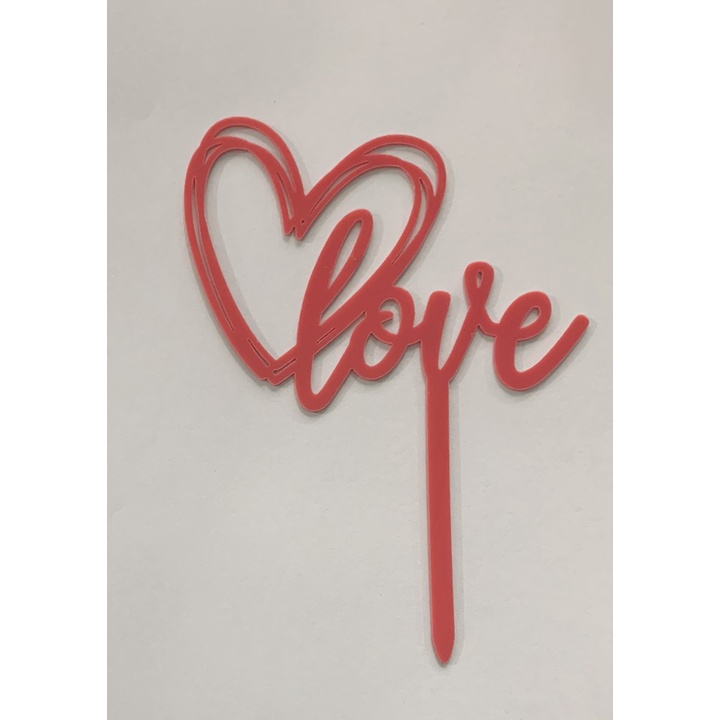 set 10 mica love trang trí bánh kem