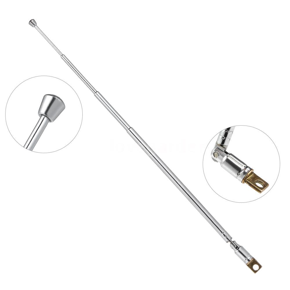 Telescopic FM Radio Antenna 4 Sections Chromium-plating Copper Antenna 360° Rotatable