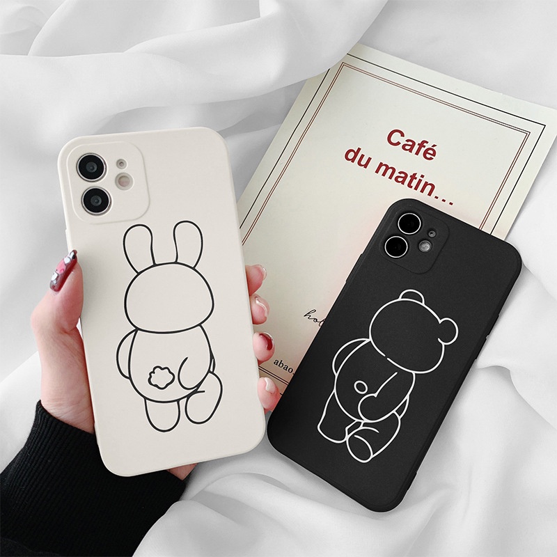Ốp lưng iphone hình gấu vỗ mông đáng yêu cạnh vuông bảo vệ camera cho 7plus/8plus/x/xs/xsmax/11/12/13/14/promax