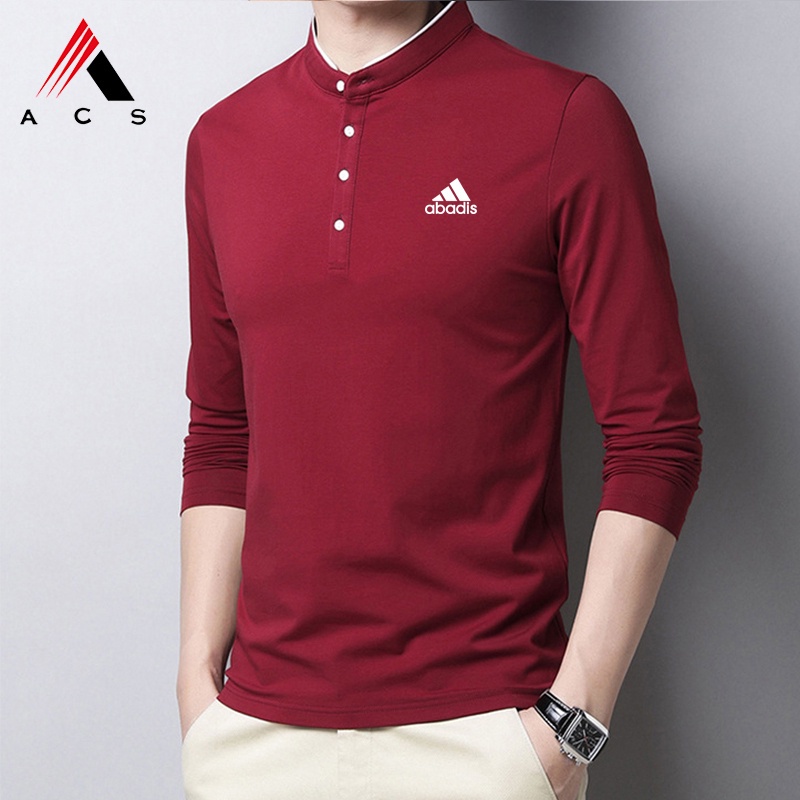 Áo Thun Polo Thời Trang Mới Nam Cổ Áo Bóng Chày Cotton Dài Tay Áo Thun Thể Thao Giản Dị Hàng Đầu