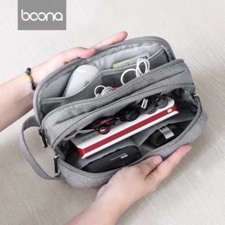 Túi đựng phụ kiện điện tử đồ công nghệ Baona size Lớn dáng dọc kiêm đựng ổ cứng pin dự phòng dây sạc laptop boona B001