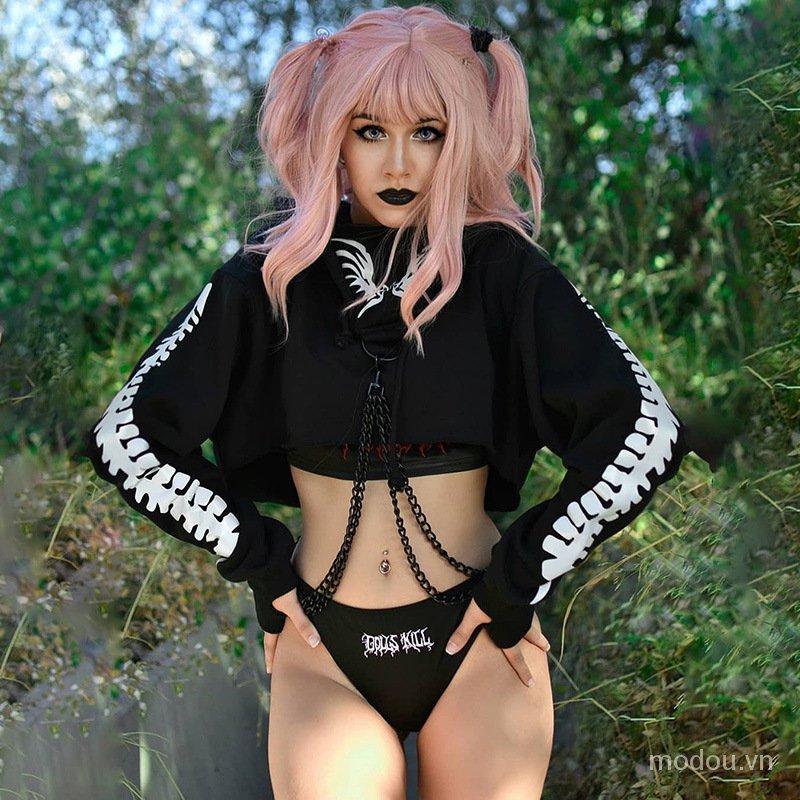 Áo Hoodie Lửng Tay Dài In Chữ Modou 0tg9