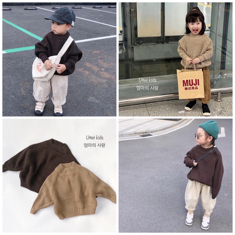 [Ảnh thật] áo len hàn quốc  2002 dành cho bé gái và bé trai size 80 đến 120 mùa thu đông