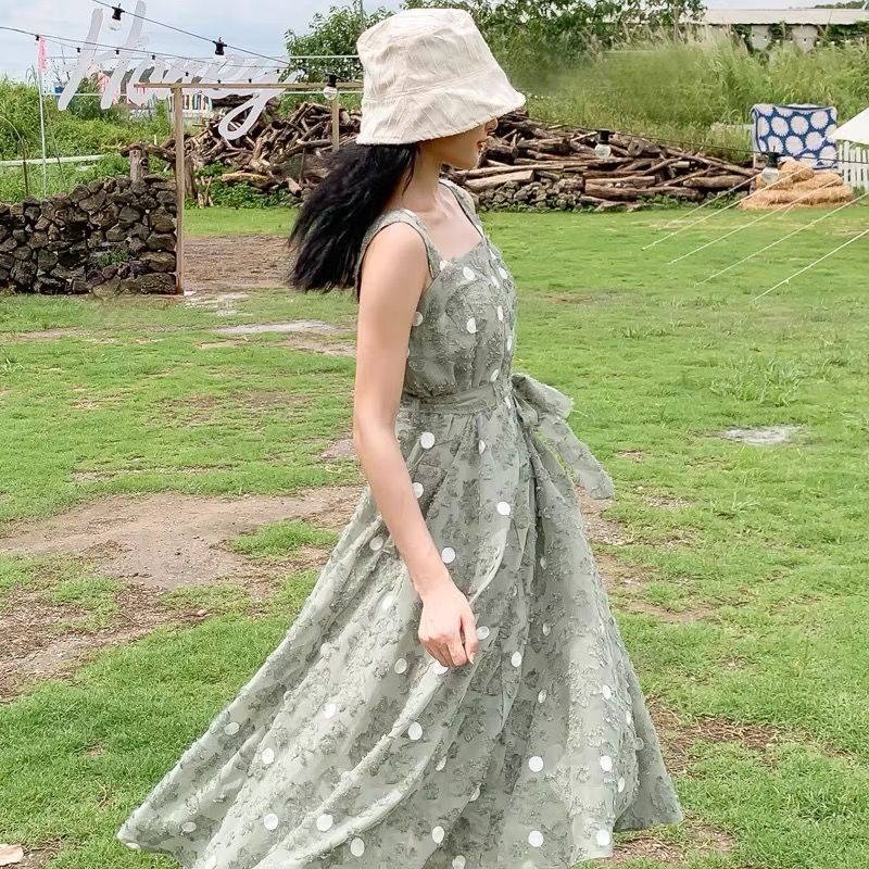 AMOI Đầm Chiffon Hai Dây Phong Cách Cổ Điển Thời Trang Đi Biển Dành Cho Nữ 2022