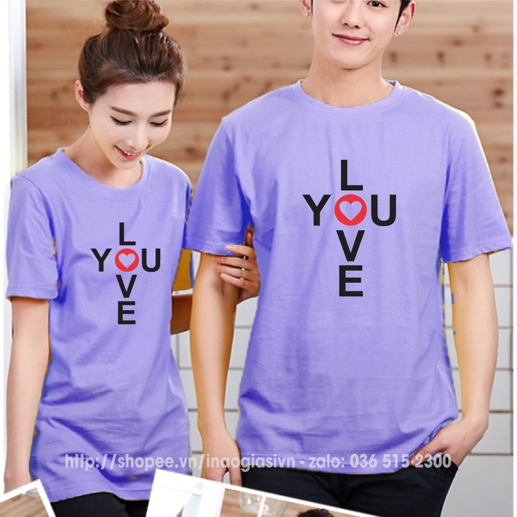 Áo đôi I LOVE YOU màu tím