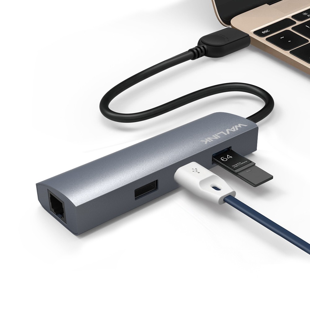 Hub Usb 3.0 Wavlink Uh3031g 3 Cổng Có Cổng Gigabit Ethernet