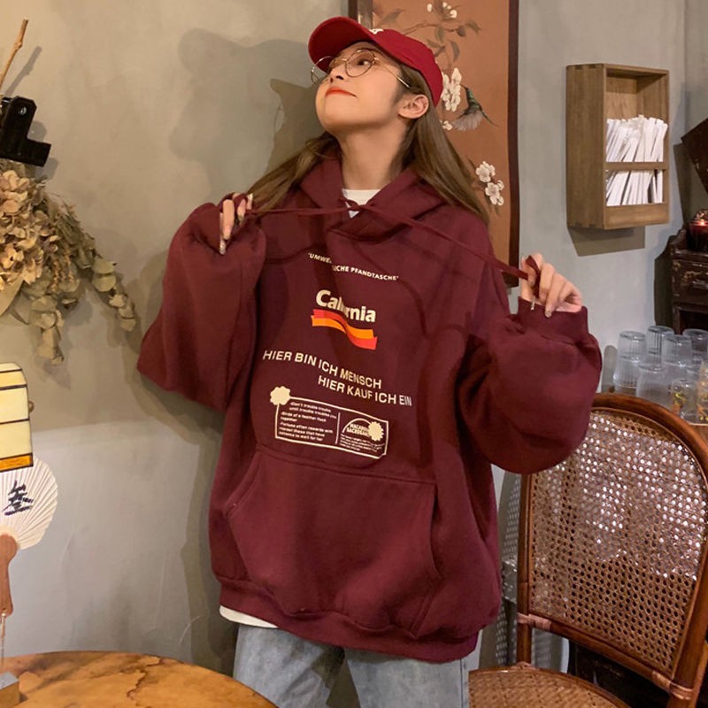 Áo Hoodie Nữ Tay Dài Dáng Rộng Phong Cách Hàn Quốc 2021