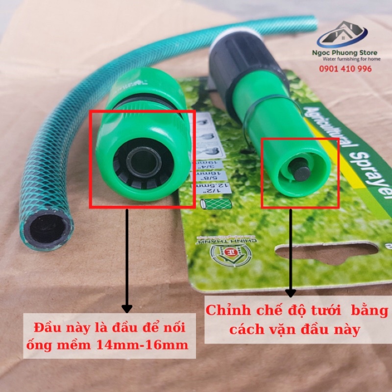 COMBO Vòi tưới cây 1 tia W3200 và Cút nối nhanh nối ống mềm 14mm-21mm AQUAMATE ĐÀI LOAN