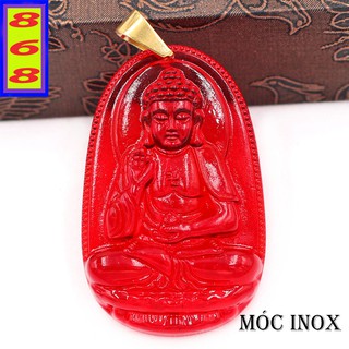 Mặt Dây Chuyền Phật A Di Đà Pha Lê pha lê Đỏ 3.6cm - Mặt Size Nhỏ - Tặng Kèm Móc Inox - Phong Thủy 868