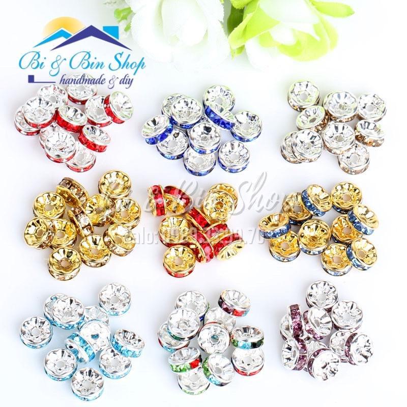 20 Charm Bánh Xe Hạt Xoàn 10mm Xỏ Xen Hạt Chuỗi Làm Vòng Đeo Tay, Dây Chuyền