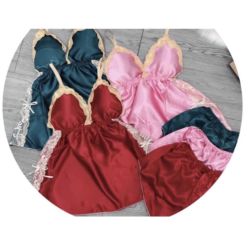 [Có size 80kg] Đồ ngủ sexy, Đồ ngủ bigsize 2 dây dễ thương có mút ngực chất phi hai dây chất mịn quyến rũ, 5