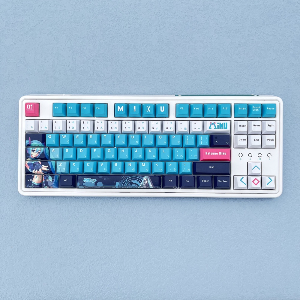 140 Phím Hatsune Miku Keycap Cherry Profile Miku Anime PBT Dye Sub Bàn phím cơ học Keycaps