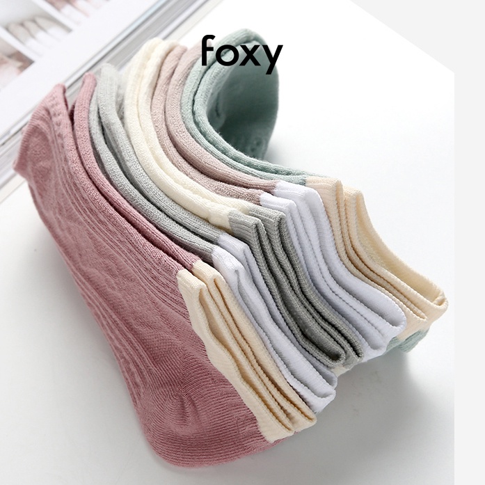 Tất Nữ Cotton Cổ Ngắn Dệt Kim Cương Vớ Nữ Nhiều Màu Basic Foxy - FOS014