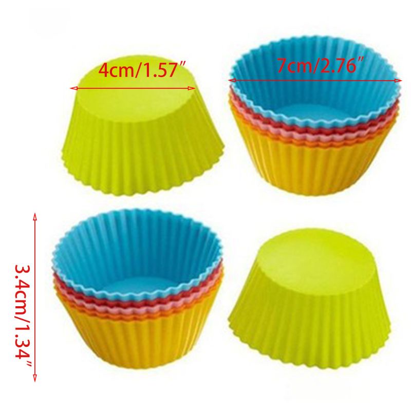 Set 12 Khuôn Silicone Làm Bánh Cupcake / Muffin / Socola Hình Tròn