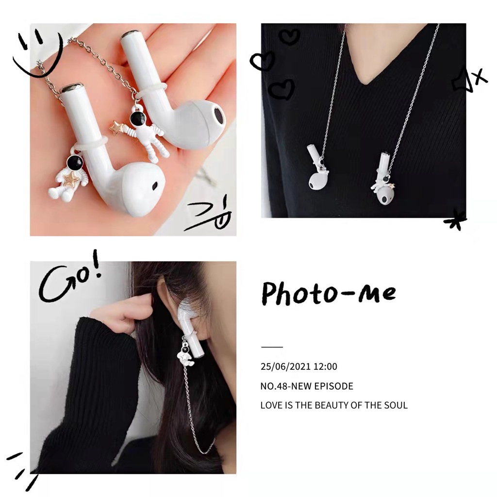 AirPods/inpods i11 i12 Dây Buộc Chống mất Chuỗi Phi Hành Gia Dây Đeo Spaceman Vòng Cổ Chống Mất Rope Chuỗi Điện Thoại Bluetooth tai Nghe không dây Ren