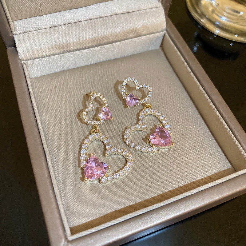 Khuyên Tai Hình Trái Tim Đính Đá Zircon Thời Trang Cao Cấp 2022