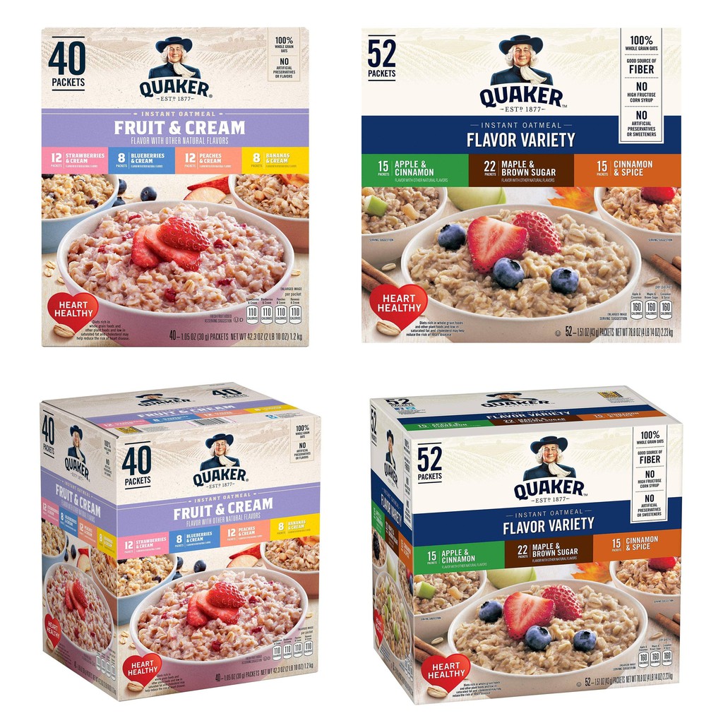 SET tách lẻ 10 GÓI Yến Mạch Quáker Instant Óatmeal Fruit &amp; Cream / Flavor Variety