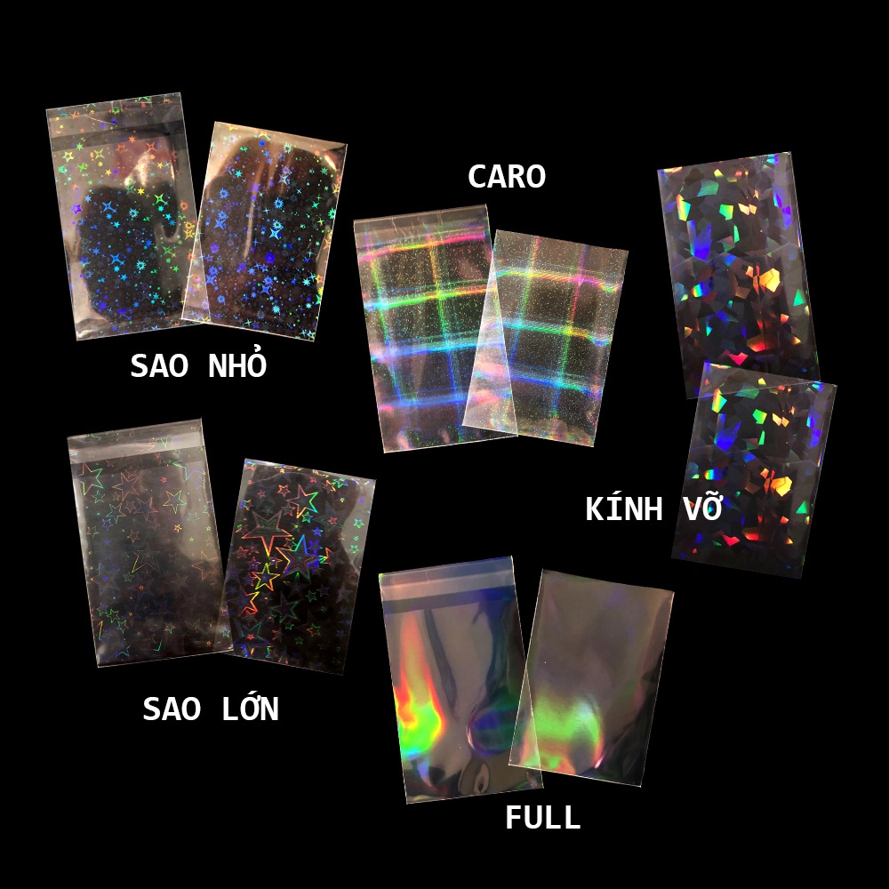 Xấp 10-50 bọc bài Sleeves Card hologram 5 hiệu ứng hologram bảo vệ card