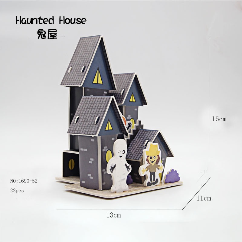 logo xếp hình Bộ Đồ Chơi Lắp Ráp Lâu Đài Halloween 3D Bằng Giấy Diy Độc Đáo Thú Vị Cho Trẻ Em