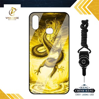 Ốp lưng Vina Case đủ dòng Samsung A10S/A20/A51/A71/A750/J8/... rồng vàng kính cường lực 9H-Tặng kèm dây đeo điện thoại