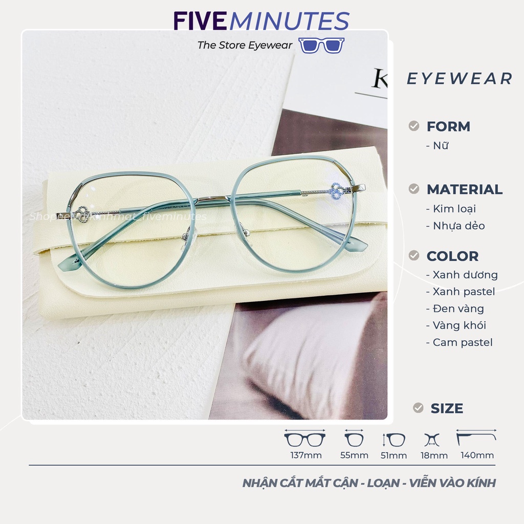 Gọng kính cận nữ, chất liệu kim loại kết hợp nhựa Pastel nhiều màu siêu xinh 2021
