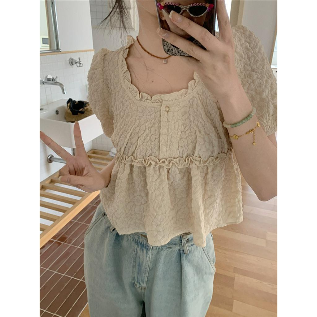 Áo Sơ Mi Vải Jacquard Ngắn Tay Thời Trang Sành Điệu 63064