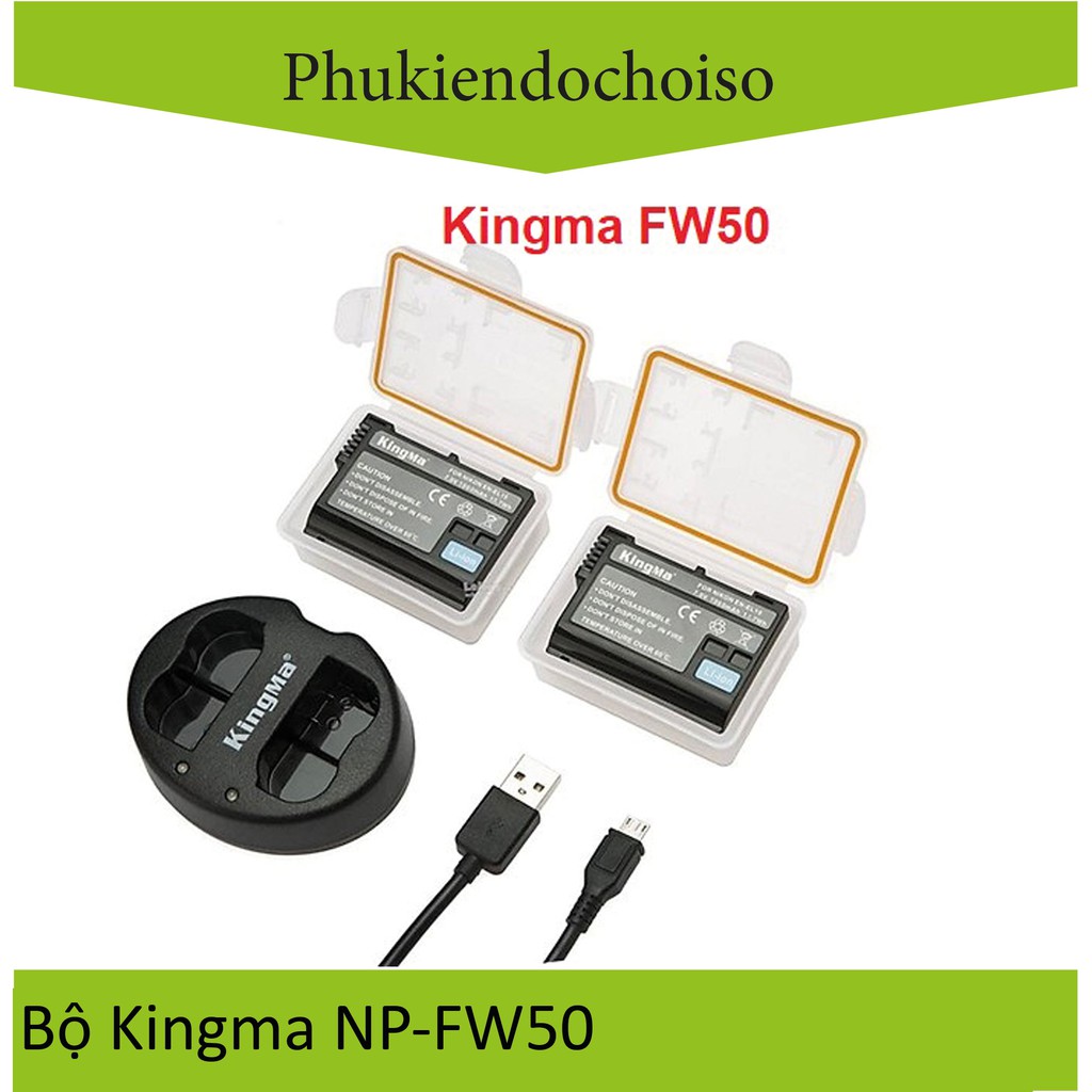 Bộ 2 pin 1 sạc Kingma cho pin Sony NP-FW50 + Hộp đựng pin, thẻ nhớ