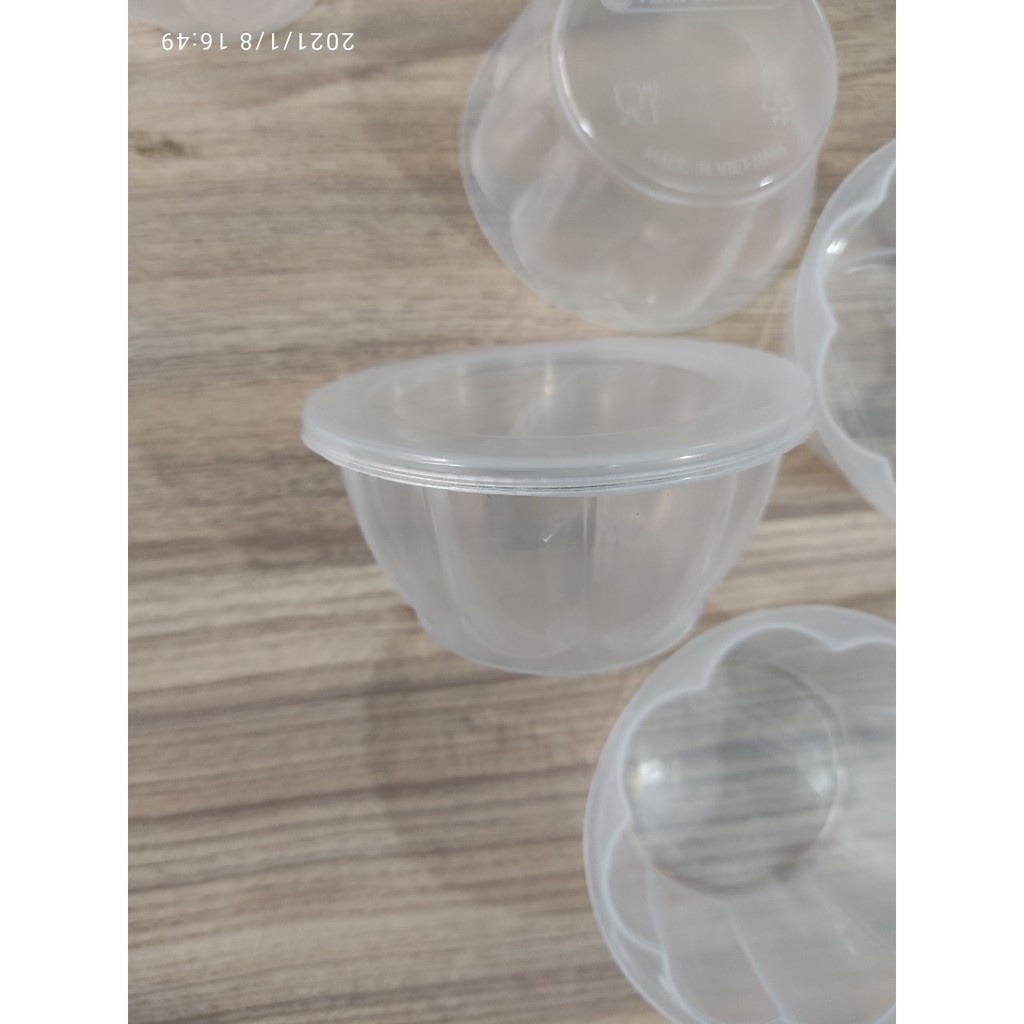 50 Khuôn Bánh Flan/ Sữa Chua/ Rau Câu Hình Bông 90ml - Kèm Nắp Đậy 90ml
