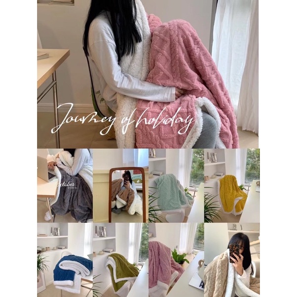 Chăn lông cừu Heathy vặn thừng 1m5*2m và 2m*2m3 trơn màu cho mùa đông ấm áp