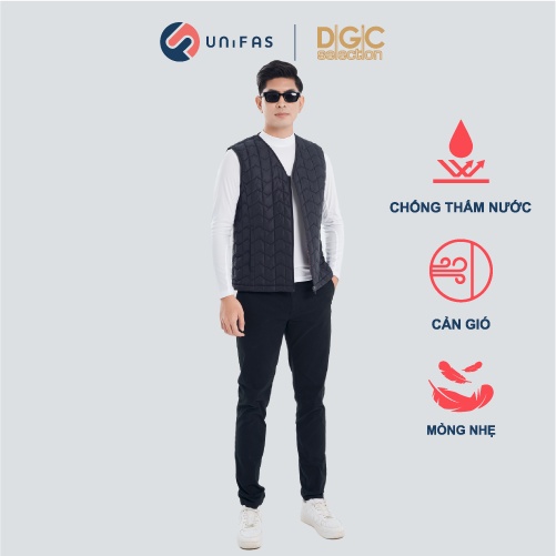 Áo phao gile nam cao cấp siêu nhẹ cổ chéo chần bông máy lập trình DGCs - WAJKBA09M